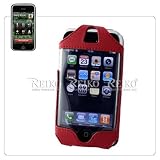 Dark Red Apple iPhone Premium Leather Vertical Holster Case Cover with Swivel Belt Clip and Screen Protector