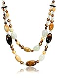 Sterling Silver Serpentine, Agate, Dyed Freshwater Cultured Pearl & Yellow Opal Necklace, 17