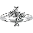14K White Gold Diamond Star of David/Cross Ring