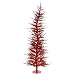 3' Pre-Lit Whimsical Red Artificial Tinsel Christmas Tree - Clear Lights