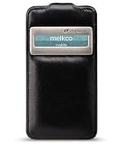 Produkt-Bild: Klassische Echt Leder Tasche / MELKCO / Zubeh&ouml;r f&uuml;r Apple iPhone 4 und 4S mit Sichtfenster Schwarz