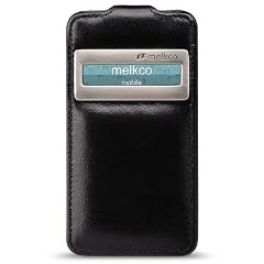 Klassische Echt Leder Tasche / MELKCO / Zubeh�r f�r Apple iPhone 4 und 4S mit Sichtfenster Schwarz