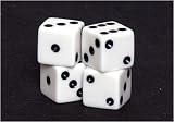Koplow Set of 4 Loaded Dice Shapes, Opaque White with Black pips