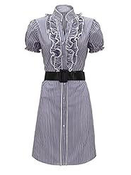 Flared-Skirt Polka Dot Print One Shoulder Short Sleeves Belted Vintage Party Dress 