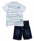 Kenneth Cole Boys 2-7 Kc Two Piece 4-7 Short Sleeve Stripe Polo Shirt