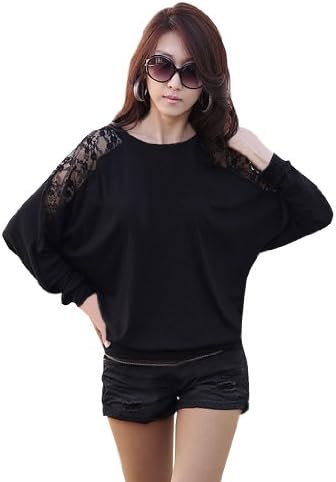 sexy Lace Batwing Dolman Loose Sleeve Casual Top T-Shirt