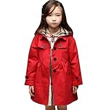Max トレンチ コート おしゃれな 女の子 キッズ用 トレンチ コート 子供 アウター コート 防寒着 (140, レッド)