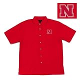 Nebraska Cornhuskers NCAA Prevail Button Down Short Sleeve Shirt For Men (Dk Red)
