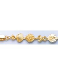 Gold Nautical Braclt Bracelet Clam,oyster,starfish & Sanddollar Bracelet