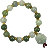 Natural Grade A Jadeite Jade 12mm Beaded Buddha Charm Bracelet