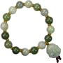 Natural Grade A Jadeite Jade 12mm Beaded Buddha Charm Bracelet 8"
