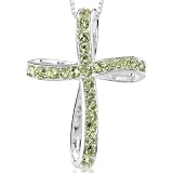 1.50cts Round Cut Peridot Cross Pendant in Sterling Silver