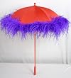 Ostrich Trimmed Parasol in Red and Purple