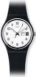 Swatch Men's Irony GB743 Black Rubber Quartz Watch with White Dial