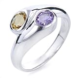 Sterling Silver Oval Citrine & Amethyst Ring Sz. 6