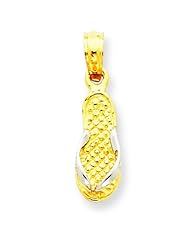 14K Two Tone Gold Flip Flop Pendant Beach Jewelry