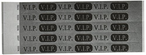 Beistle 60004 100-Pack Silver VIP Tyvek Wristbands, 3/4 by 10-Inch
