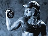 Female Bodybuilder with Dumbbell Photographic Poster Print, 32x24