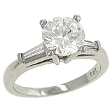 3 Stone Engagement Ring with Baguettes .29cttw (CZ ctr