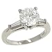 3 Stone Engagement Ring with Baguettes .29cttw (CZ ctr