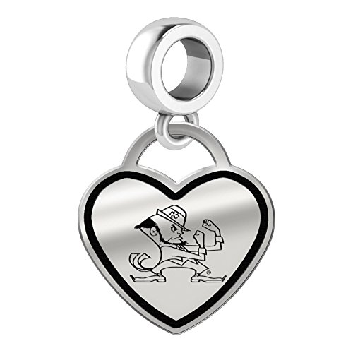 University of Notre Dame Fighting Irish Border Heart Dangle Charm Fits All Beaded Charm Bracelets