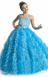 Girls Chiffon/Taffeta/Tulle Applique Crystals Lace Beaded Crystal Flower-Girl Dress 