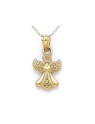 14kt Yellow Gold Small Angel Pendant - Chain Included