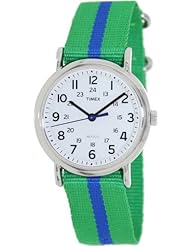 Timex Unisex T2P1439J "Weekender" Green and Blue Nylon Strap Watch