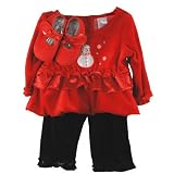 Newborn Girls 3pc Snowman Velour Pants Set with Shoes