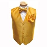 S-14-VBH - PBT- Vest, Pre-Tied Bowtie and Hanky Set - Gold