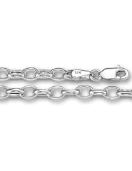14K White Gold Oval Rolo Link Chain Bracelet - Width 4.6mm - Length 7 Inch