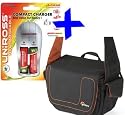 eHome Bundle: Lowepro Soft Carry Case +Uniross 2100mAh NiMh Batteries & Charger for SLR-style Super Zoom Cameras Fuji HS20 HS10, Fujifilm S200 S100