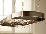 Rogar Hammered Copper Oval Pot Rack with Grid 37.5-in.