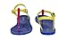 Ian! By Soda Jelly Flat Thong Ankle Strap Sandals in Fuchsia Yellow Blue PVC Colorblock