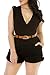 HOTAPEI Women Black V Neck Wrap Buckle Up Sleeveless Romper with Belt XXL
