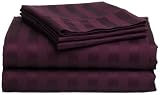 Hotel Collection 410-Thread-Count Egyptian Cotton Sateen Dobby Stripe Queen Sheet Set, Aubergine - visli.com hot deals