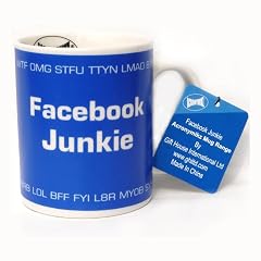 Tolle Tasse "FACEBOOK JUNKIE" - Mug wei� und blau
