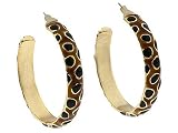 Kenneth Jay Lane Leopard Print Hoop Earrings with Gold Detail