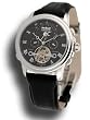 Perigaum Mens Stainless Black Dial and Dual Time Zone Excalibur Watch