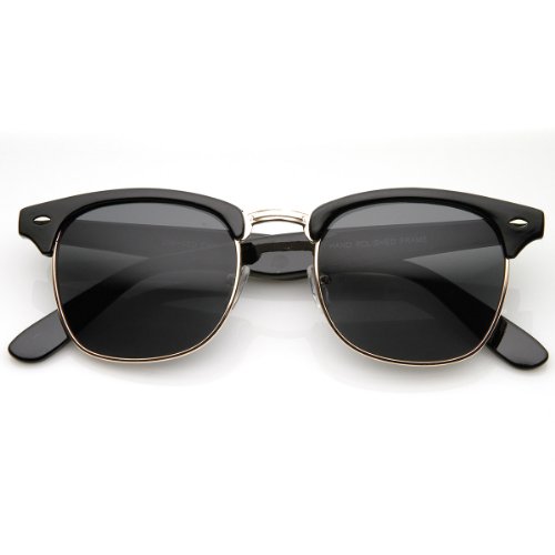 Vintage Inspired Classic Half Frame Horned Rim Wayfarer Sunglasses