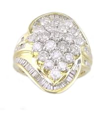 2.50 CT Cluster Diamond Ring in 14K Yellow Gold In Size 7