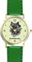 Cairn Terrier (SC) Dog - WATCHBUDDY� DESIGNER DELUXE TWO-TONE THEME WATCH - Arabic Numbers-EMERALD ISLE STYLE - Light Green Dial with Green Leather Strap-Women's Size-Small