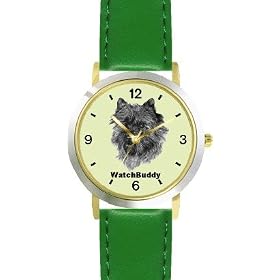 Cairn Terrier (SC) Dog - WATCHBUDDY® DESIGNER DELUXE TWO-TONE THEME WATCH - Arabic Numbers-EMERALD... by WatchBuddy
