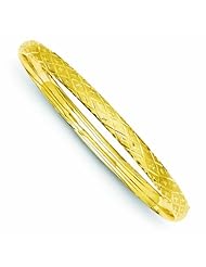 14K Gold 3/16 Diamond-cut Fancy Hinged Bangle Bracelet