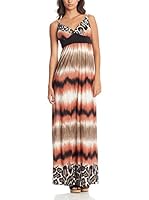 Aftershock Vestido Largo (Naranja / Negro / Beige)