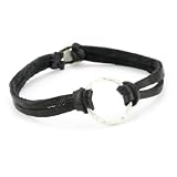 Dogeared Karma Ring Textured Black Leather Bra