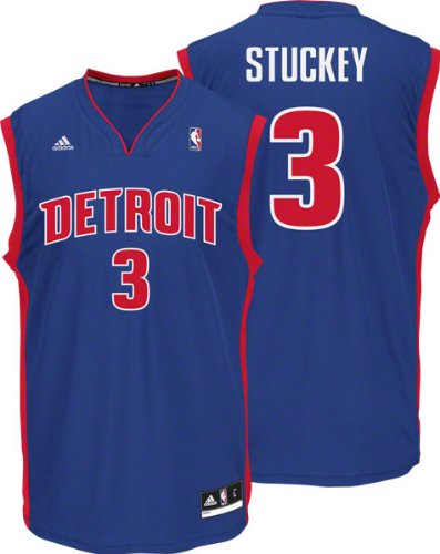 NBA Men's Detroit Pistons Rodney Stuckey Revolution 30 Road Replica Jersey (Blue, Large)