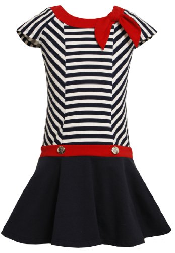 Bonnie Jean Girls 7-16 Stripe Knit Bodice To Solid Skirt