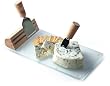 Pack of 2 Tempered Glass Cheese Cutting Boards With Magnetic Strip Tool Holder