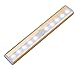 QPAU Stick-on Anywhere Portable Super Bright 10 LED Wireless Motion Sensing Closet Light Cabinet LED Night Light/Step Light/Stairs Light w 3M Magnetic Strip (Battery Operated)-Gold